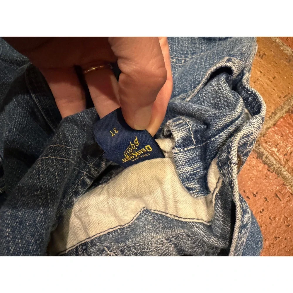 OshKosh Bgosh Kids 3T Blue Denim Overalls Carpenter‎ Bib Dungarees Medium Wash